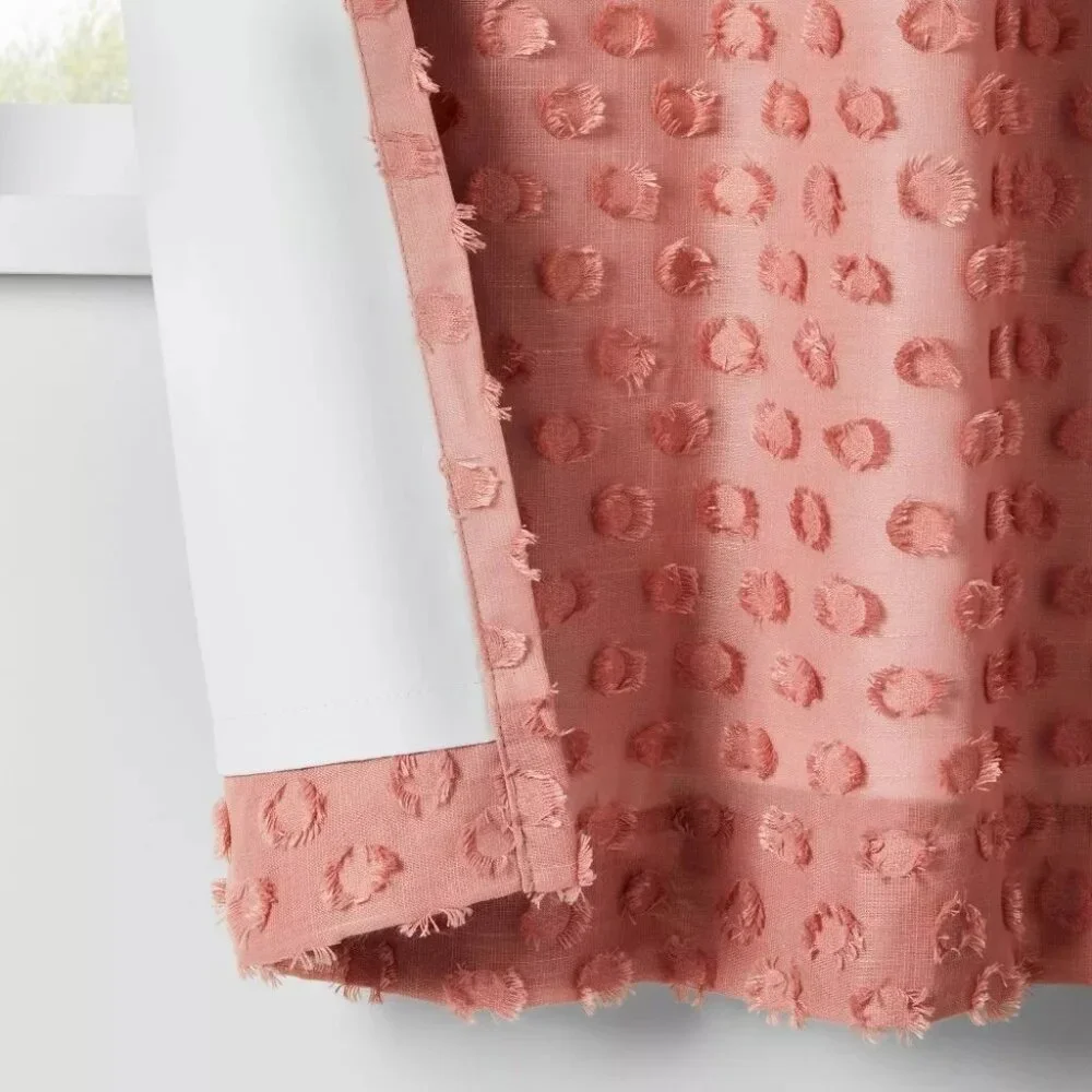 Pillowfort Rose Pink Clipped Dots Accent Single Blackout Curtain Panel 42